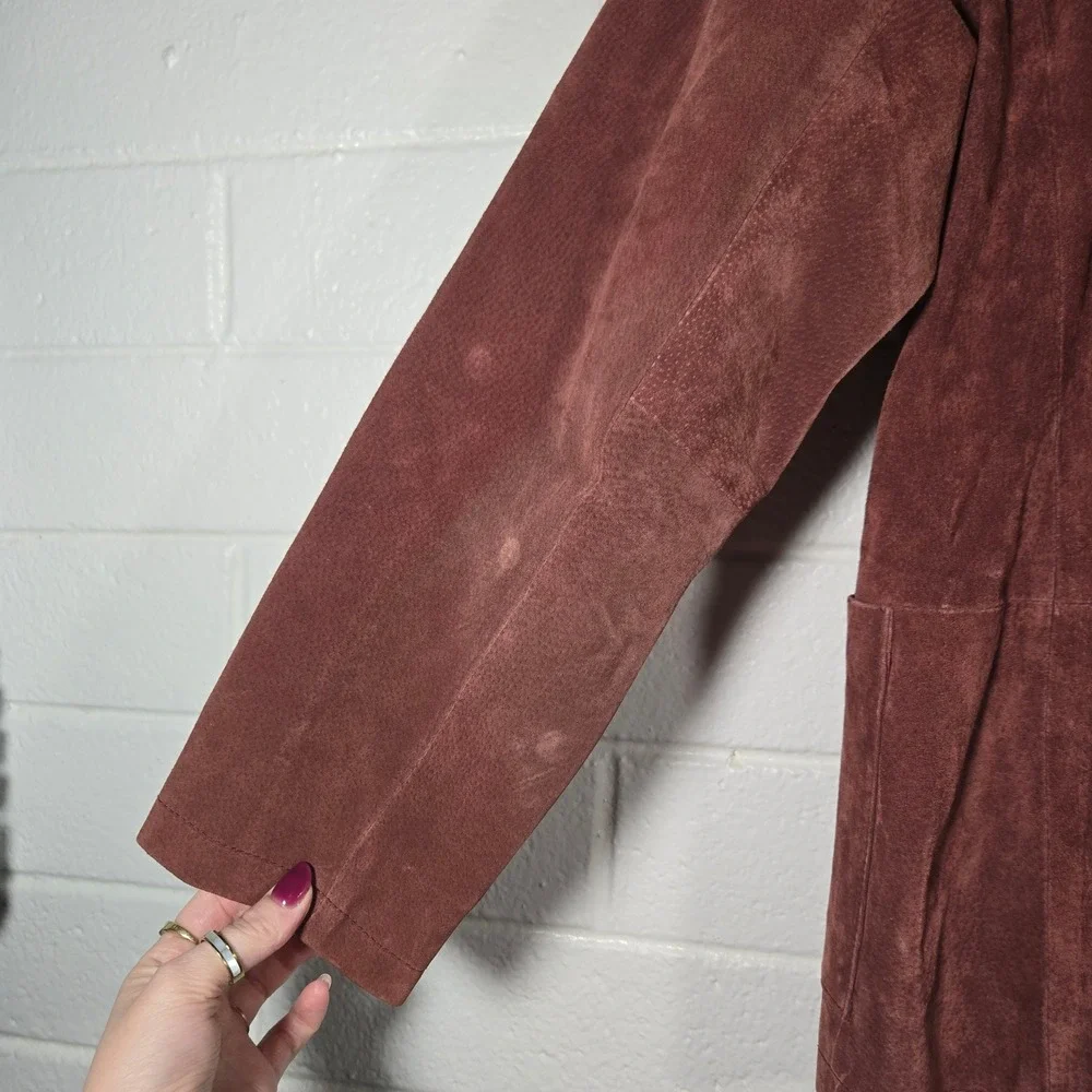 Vtg Stan Herman Studio Suede Leather Jacket Medium‎ Burgundy Blazer Boho Casual